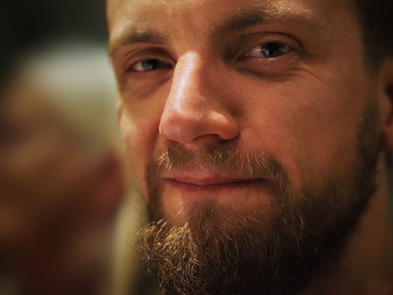 Brian Steer with beard smirking