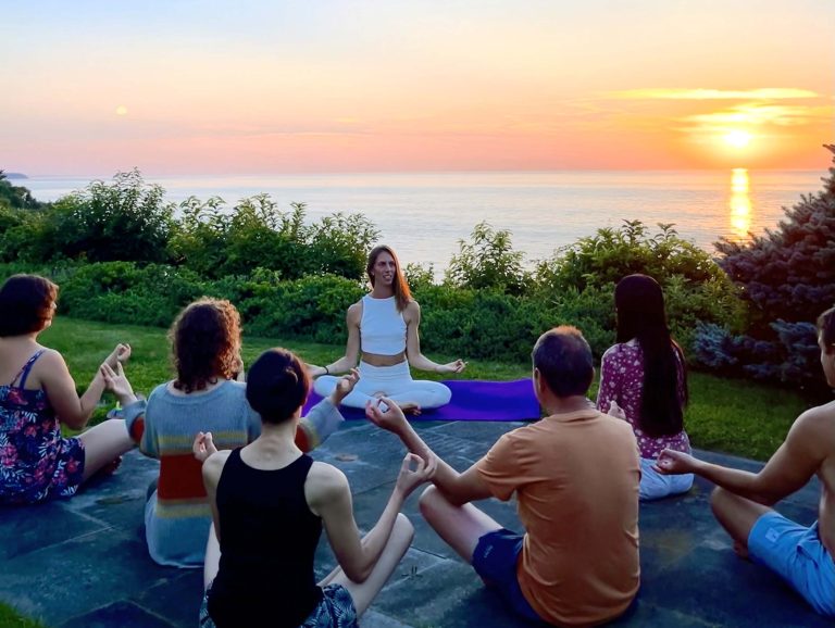 Federica facilitating an outdoors sunset group meditation